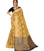 Beige Woven Banarasi Saree With Blouse