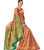 Red Woven Banarasi Saree With Blouse