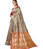 Blue Woven Banarasi Saree With Blouse