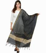 Black Banjara India Banarasi Solid Cotton Silk Dupatta