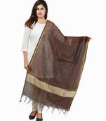 Coffee Banjara India Banarasi Solid Cotton Silk Dupatta