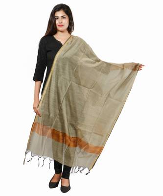 Copper Banjara India Banarasi Solid Cotton Silk Dupatta 1