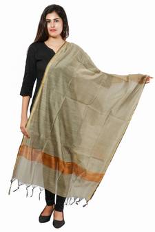 Copper Banjara India Banarasi Solid Cotton Silk Dupatta