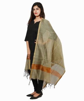 Copper Banjara India Banarasi Solid Cotton Silk Dupatta 2