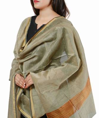 Copper Banjara India Banarasi Solid Cotton Silk Dupatta 4