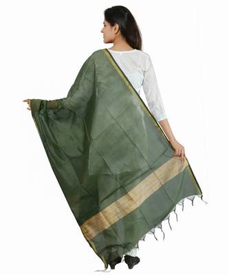 Green Banjara India Banarasi Solid Cotton Silk Dupatta 3