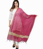 pink Banjara India Banarasi Solid Cotton Silk Dupatta