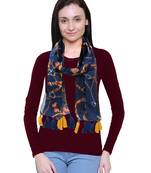 blue printed Polyester scarf