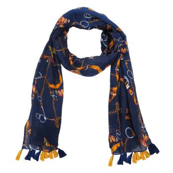 blue printed Polyester scarf 2