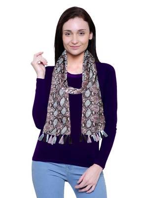 brown printed Polyester scarf 1