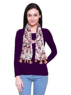 brown printed Polyester scarf 1