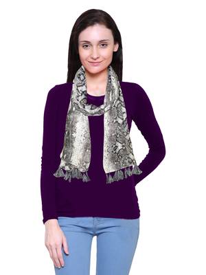 cream printed Polyester scarf 1