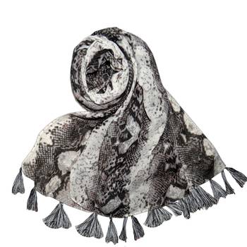 cream printed Polyester scarf 2