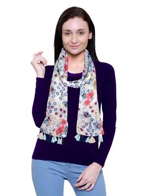 blue printed Polyester scarf 1