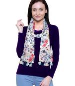 blue printed Polyester scarf