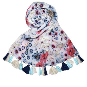 blue printed Polyester scarf 2