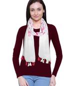 cream printed Polyester scarf