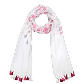 cream printed Polyester scarf 2