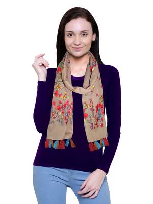 brown printed Polyester scarf 1