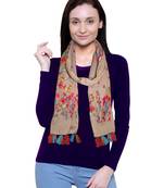 brown printed Polyester scarf