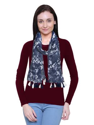 blue printed Polyester scarf 1