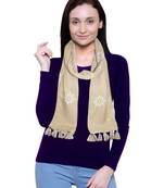 beige printed Polyester scarf