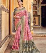   light pink woven silk saree with blouse
