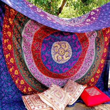 Indan 100% Cotton Queen Size Purple Mandala Tapestry 1