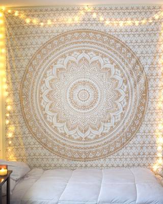 Indan 100% Cotton Queen Size Golden Ombre Tapestry 1