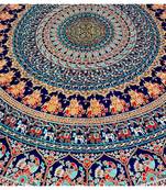 Indan 100% Cotton Queen Size Blue Peacock Mandala Tapestry