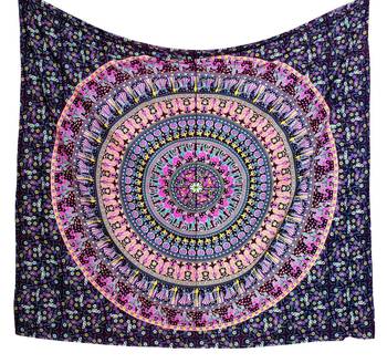 Indan 100% Cotton Queen Size Pink Spoon Mandala Tapestry 1