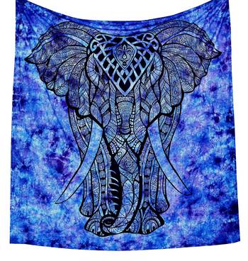 Indan 100% Cotton Queen Size Purple Boho Elephant Tapestry 1