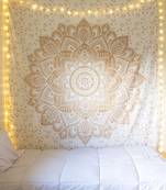 Indan 100% Cotton Queen Size Golden Flower Tapestry