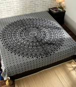 Indan 100% Cotton Queen Size Black and White Elephant Mandala Tapestry