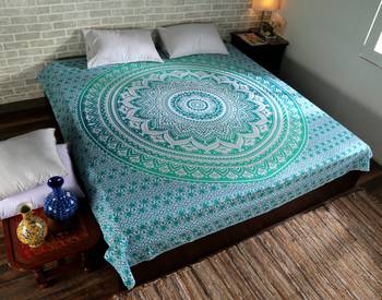 Indan 100% Cotton Queen Size Green Ombre Tapestry 1