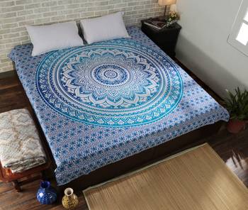Indan 100% Cotton Queen Size Blue Ombre Tapestry 1