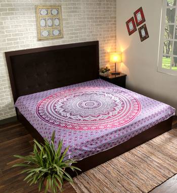 Indan 100% Cotton Queen Size Pink Ombre Tapestry 1