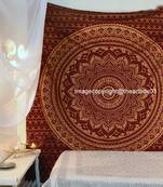 Indan 100% Cotton Queen Size Brown Golden Ombre Tapestry