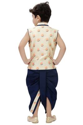 White printed cotton boys-dhoti-kurta 4