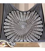Indan 100% Cotton Queen Size Black and White Peacock Feather Mandala Tapestry