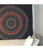 Indan 100% Cotton Queen Size Blue Peacock Mandala Tapestry