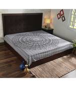 Indan 100% Cotton Queen Size Black and White Elephant Mandala Tapestry