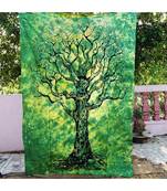 Indan 100% Cotton Queen Size Green Dry Tree Tapestry