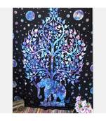 Indan 100% Cotton Queen Size Purple Elephant Tree Tapestry