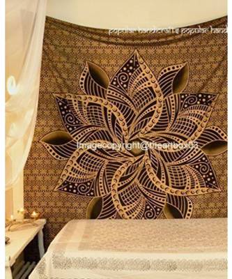Indan 100% Cotton Queen Size Brown Flower Tapestry 1