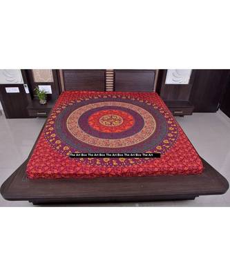 Indan 100% Cotton Queen Size Red Mandala Tapestry 1