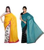 Combo of 2 Multicolor Poly Georgette Printed Women's Saree