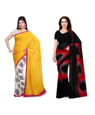 Combo of 2 Multicolor Poly Georgette Printed Women's Saree 1