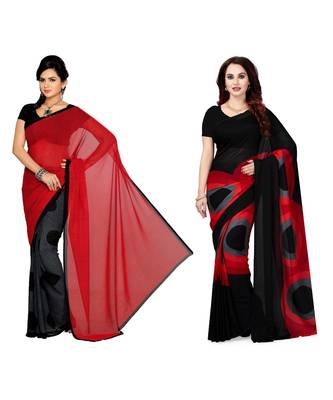 Combo of 2 Multicolor Poly Georgette Printed Women's Saree 1