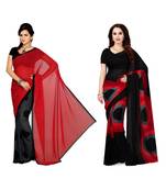 Combo of 2 Multicolor Poly Georgette Printed Women's Saree